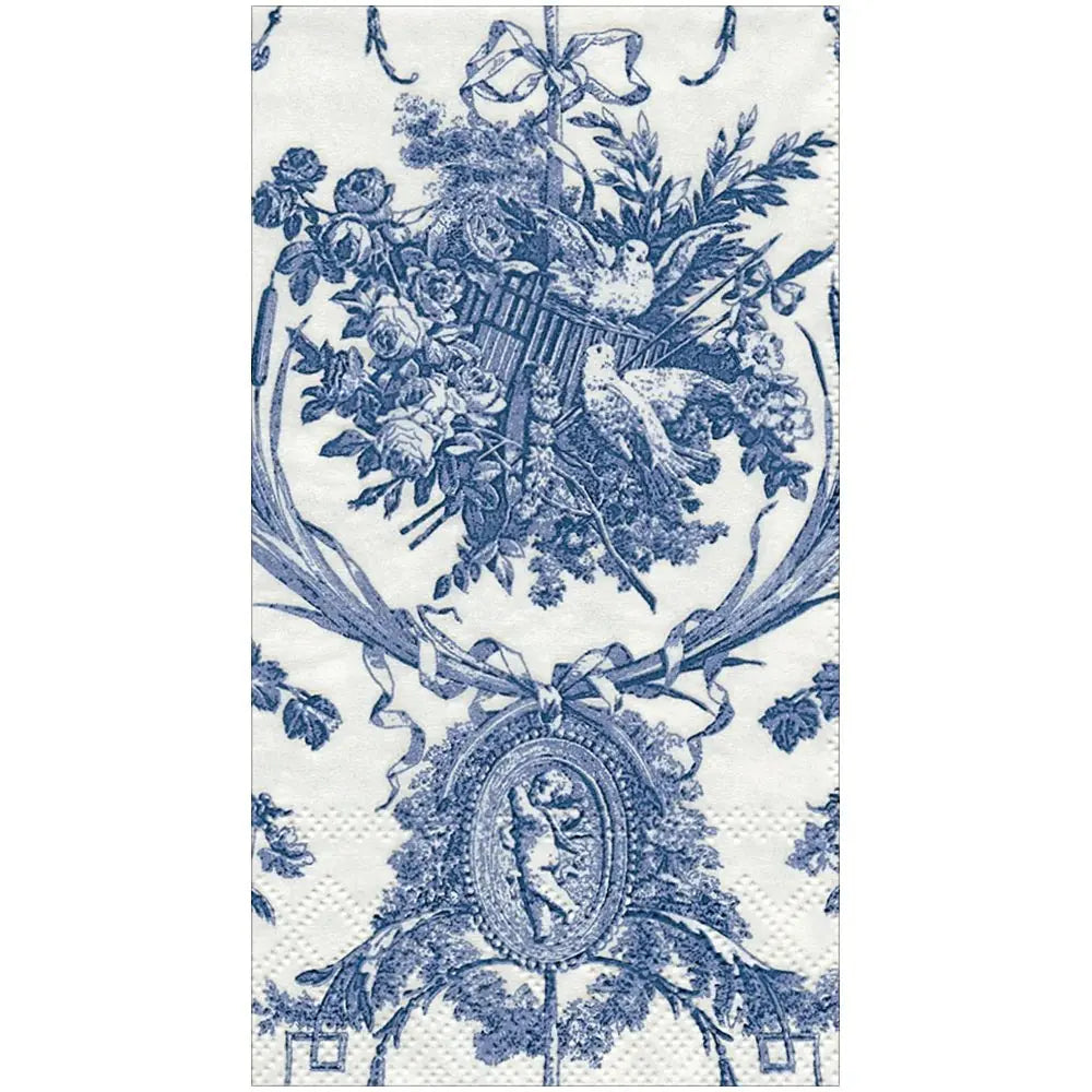 Caspari Romantic Toile Guest Towels in blue