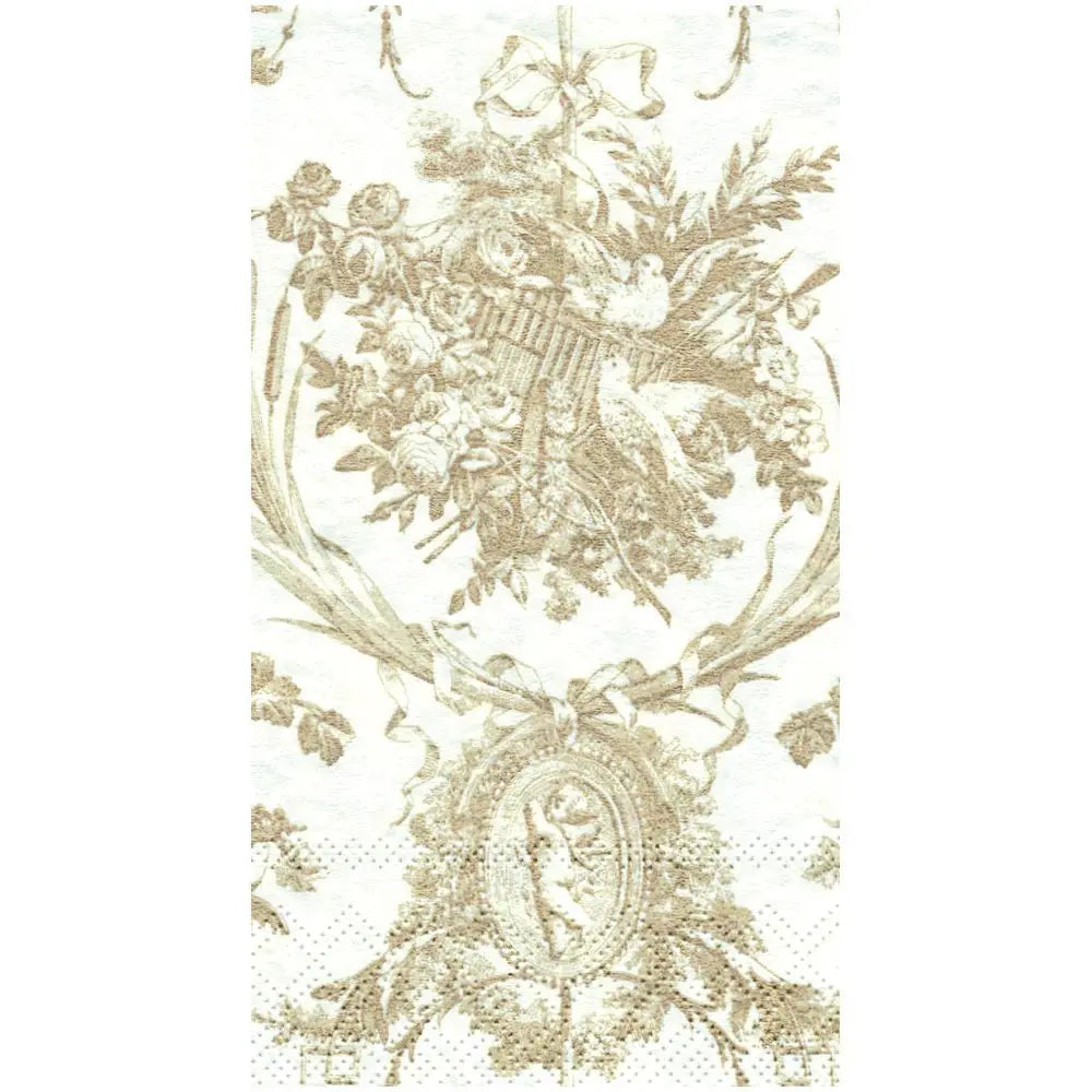 Caspari Romantic Toile Guest Towels in Gold