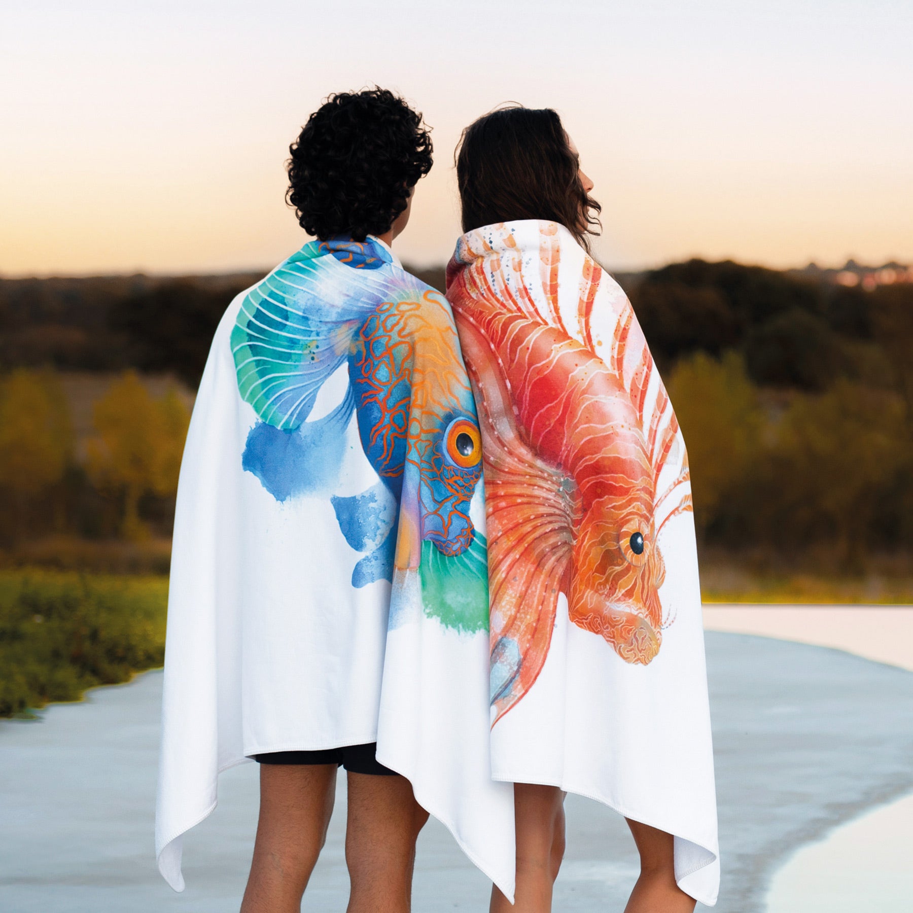 Graccioza Mandarin Fish Beach Towel -  39" x 72"