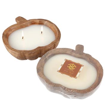 An image of Lux Fragrances Heirloom Pumpkin 2-Wick Pumpkin Dough Bowl Small