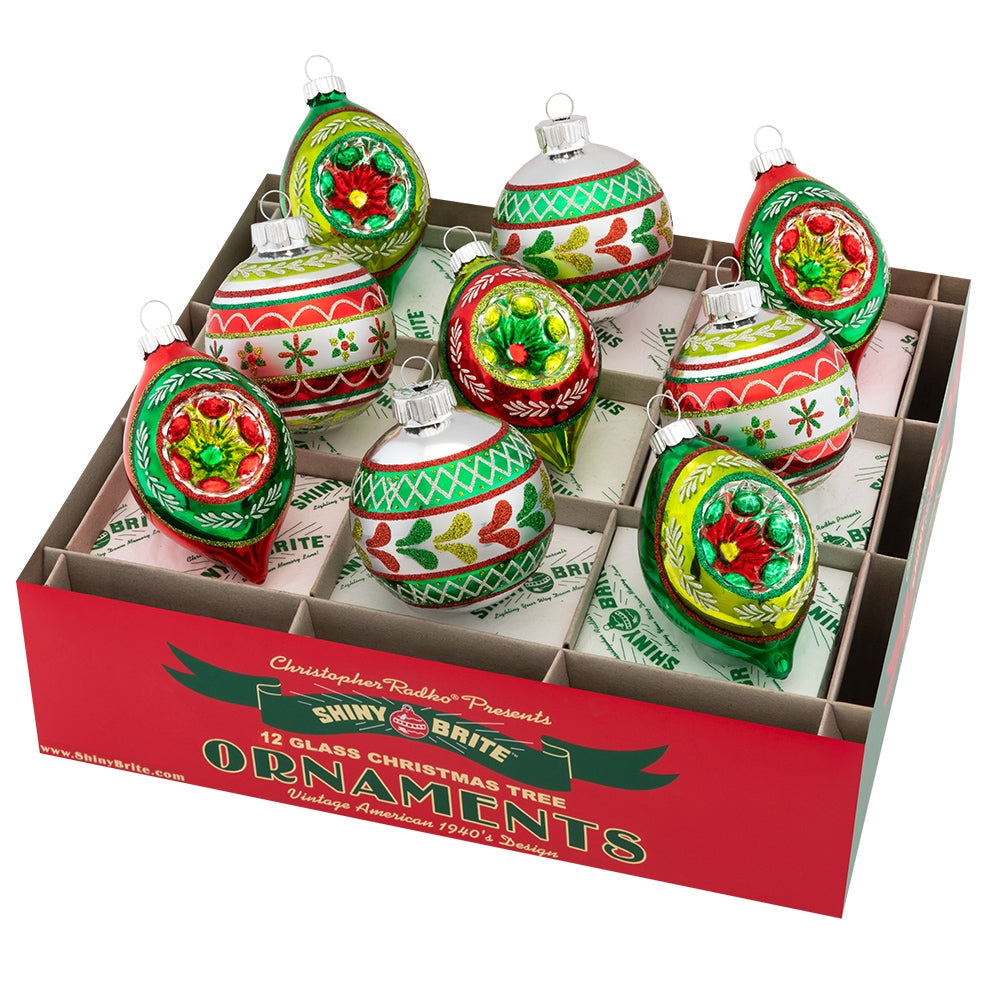 Christopher Radko Holiday Splendor Decorated Rounds & Reflector Tulips - Box of 9