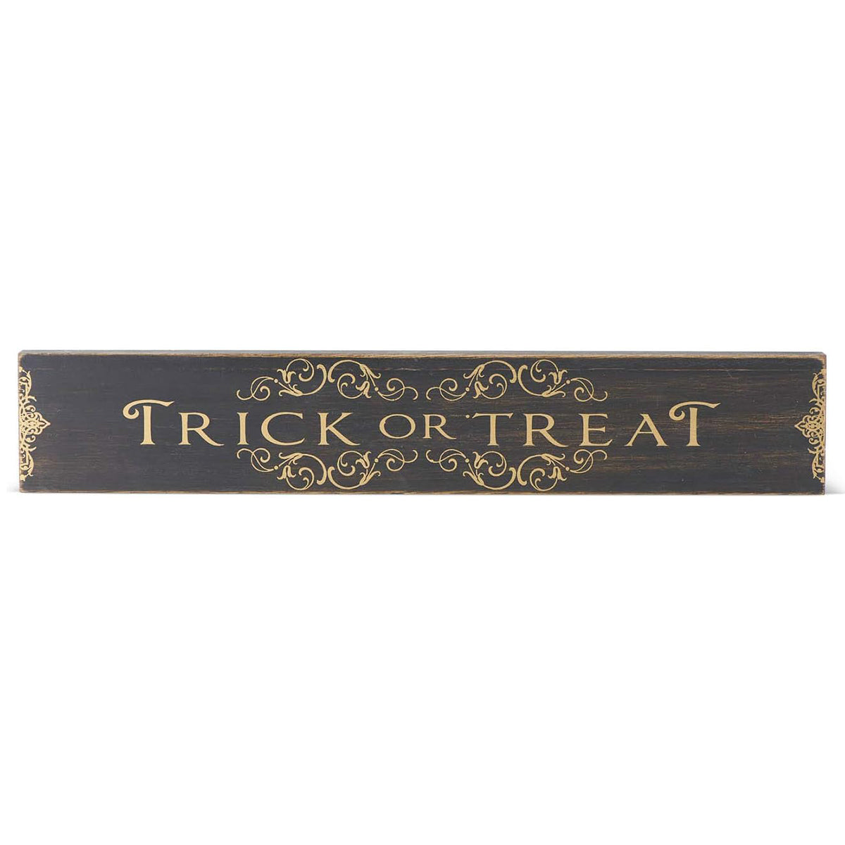 K & K Trick or Treat Tabletop Wooden Message Sign with Gold