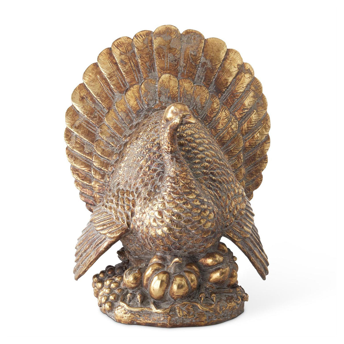 K&K Interiors 11.5" Antique Resin Turkey - Gold