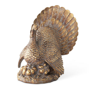 K&K Interiors 11.5" Antique Resin Turkey - Gold