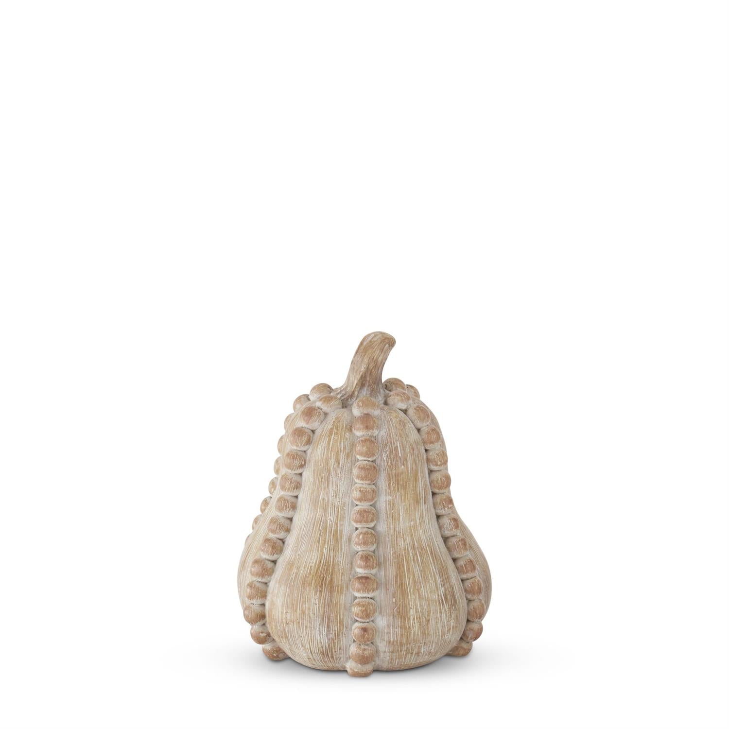 An image of K&K Interiors 4.75" Faux Wood Bead Trim Gourd