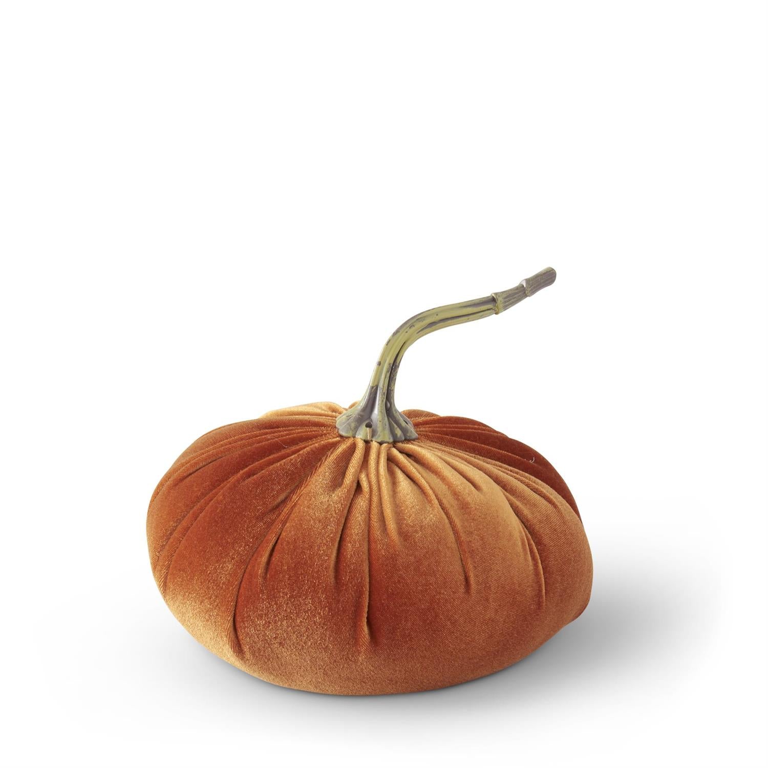 An image of K & K 6.75" Orange Velvet Stuffed Pumpkin