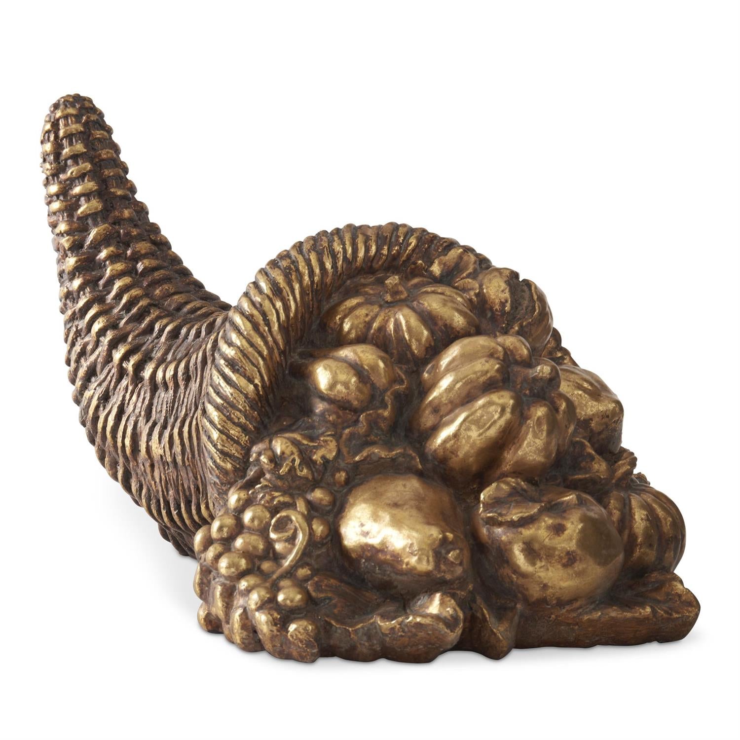 K&K Interiors 8.25" Gold Resin Cornucopia