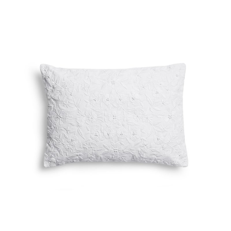 An image of Michael Aram Wildflowers Embroidered Decorative Pillow - 14"x20" - White