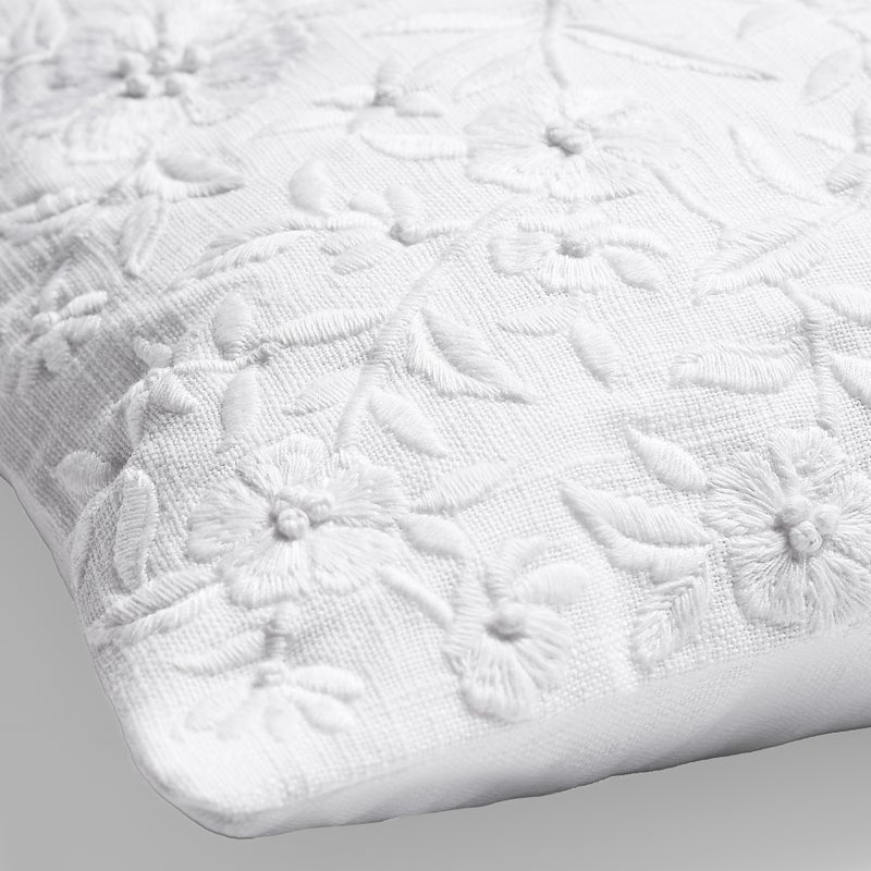 An image of Michael Aram Wildflowers Embroidered Decorative Pillow - 14"x20" - White
