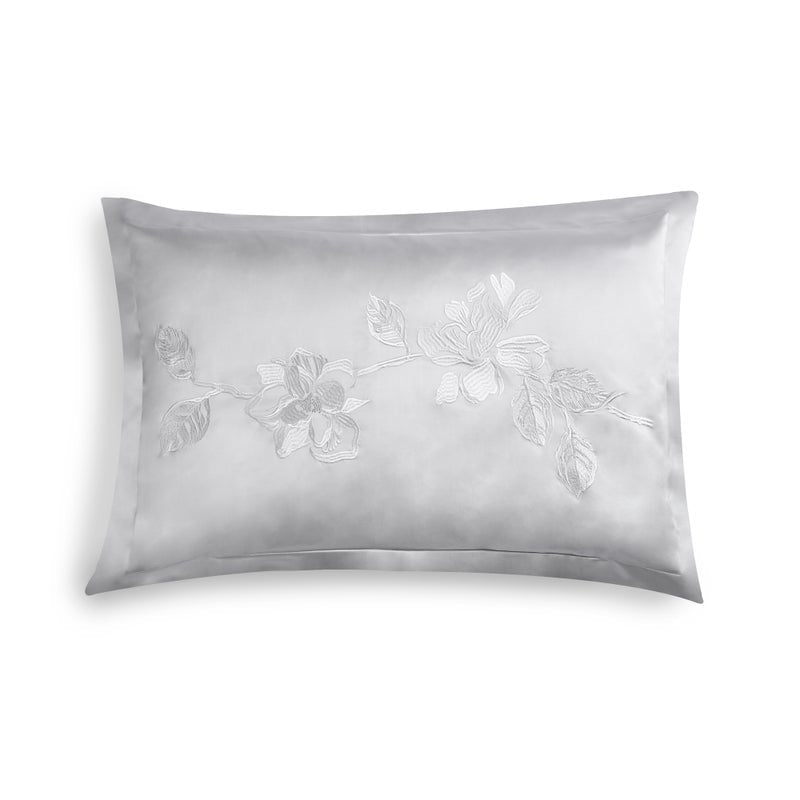 An image of Michael Aram Gardenia Decorative Pillow - Stone and White