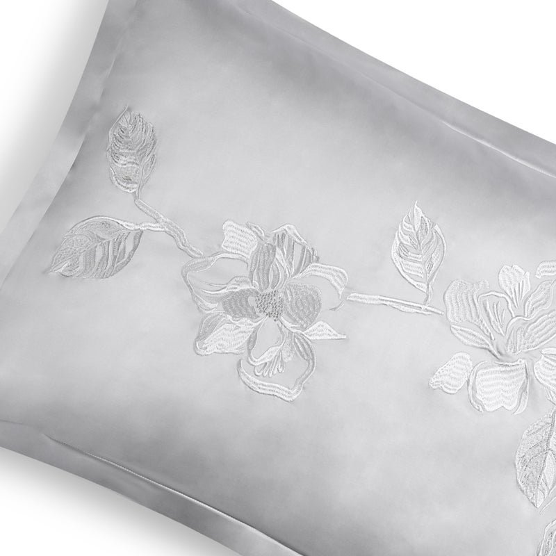 An image of Michael Aram Gardenia Decorative Pillow - Stone and White