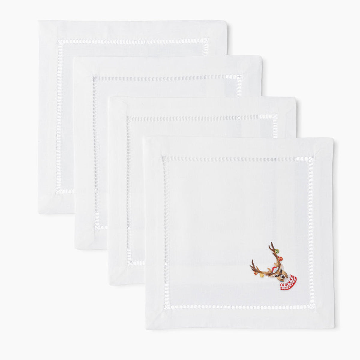 An image of Henry Handwork Ornament Antlers Cocktail Napkin - Set of 4