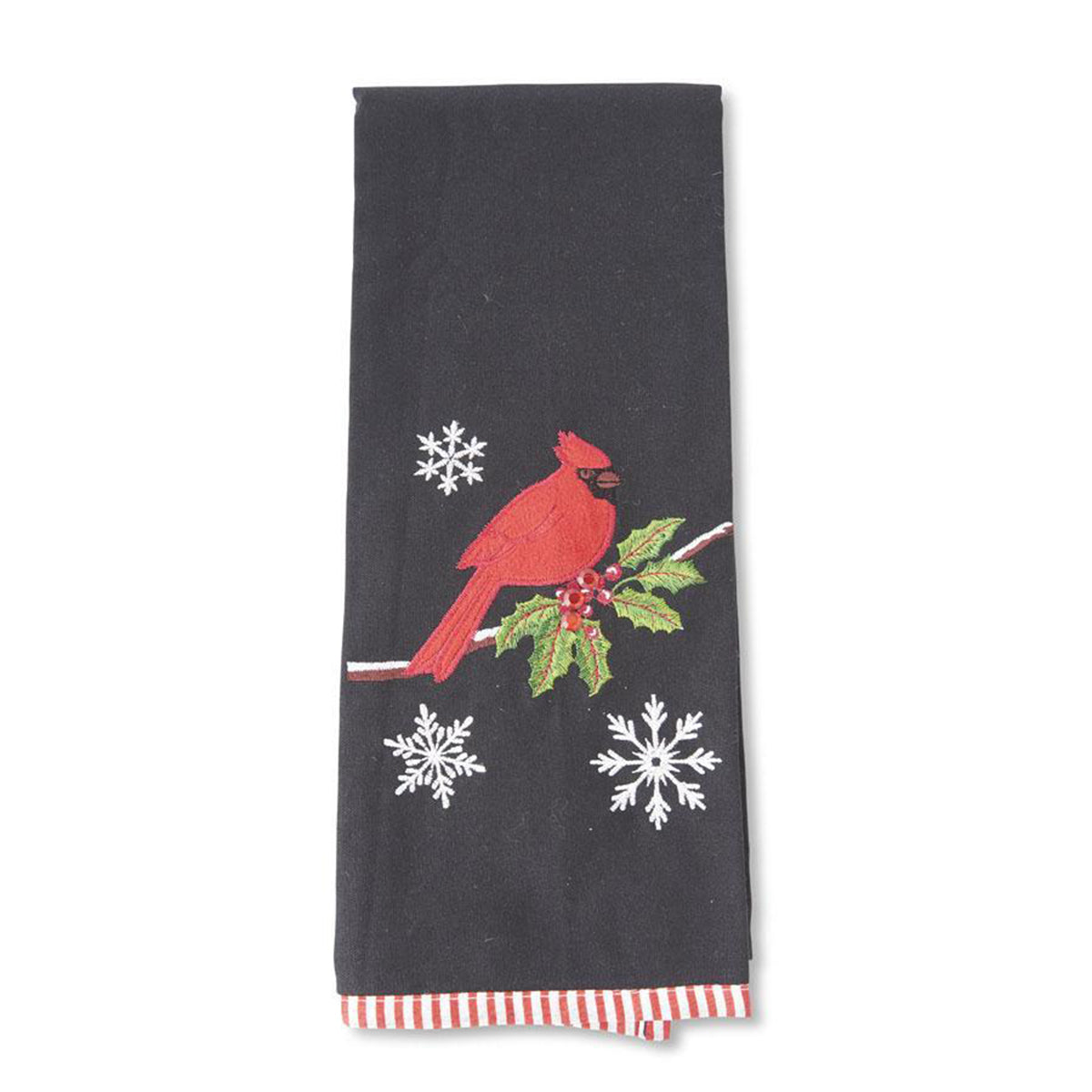 An image of K & K Embroidered Cardinal Tea Towel