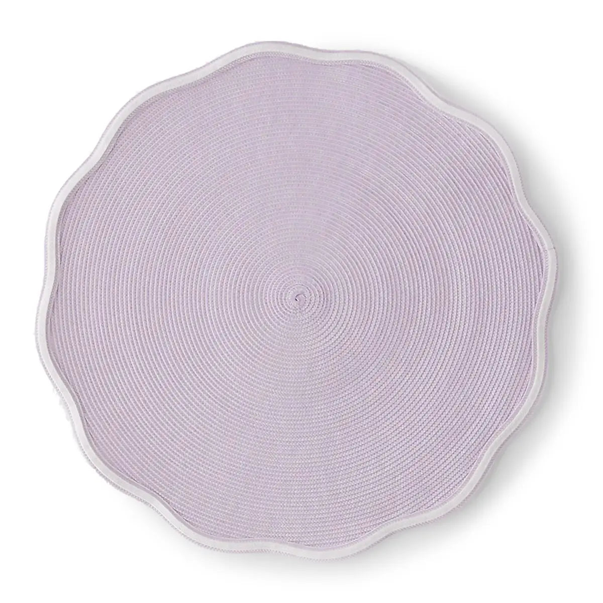 Deborah Rhodes Piped Trim Round Scallop Placemat in Ivory Orchid