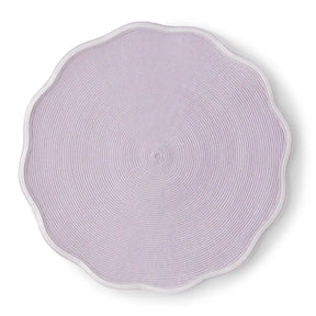 Deborah Rhodes Piped Trim Round Scallop Placemat in Ivory Orchid