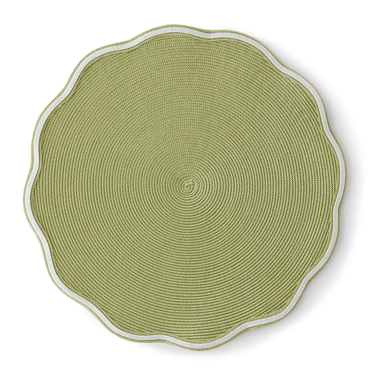 Deborah Rhodes Piped Trim Round Scallop Placemats (Set of 4)