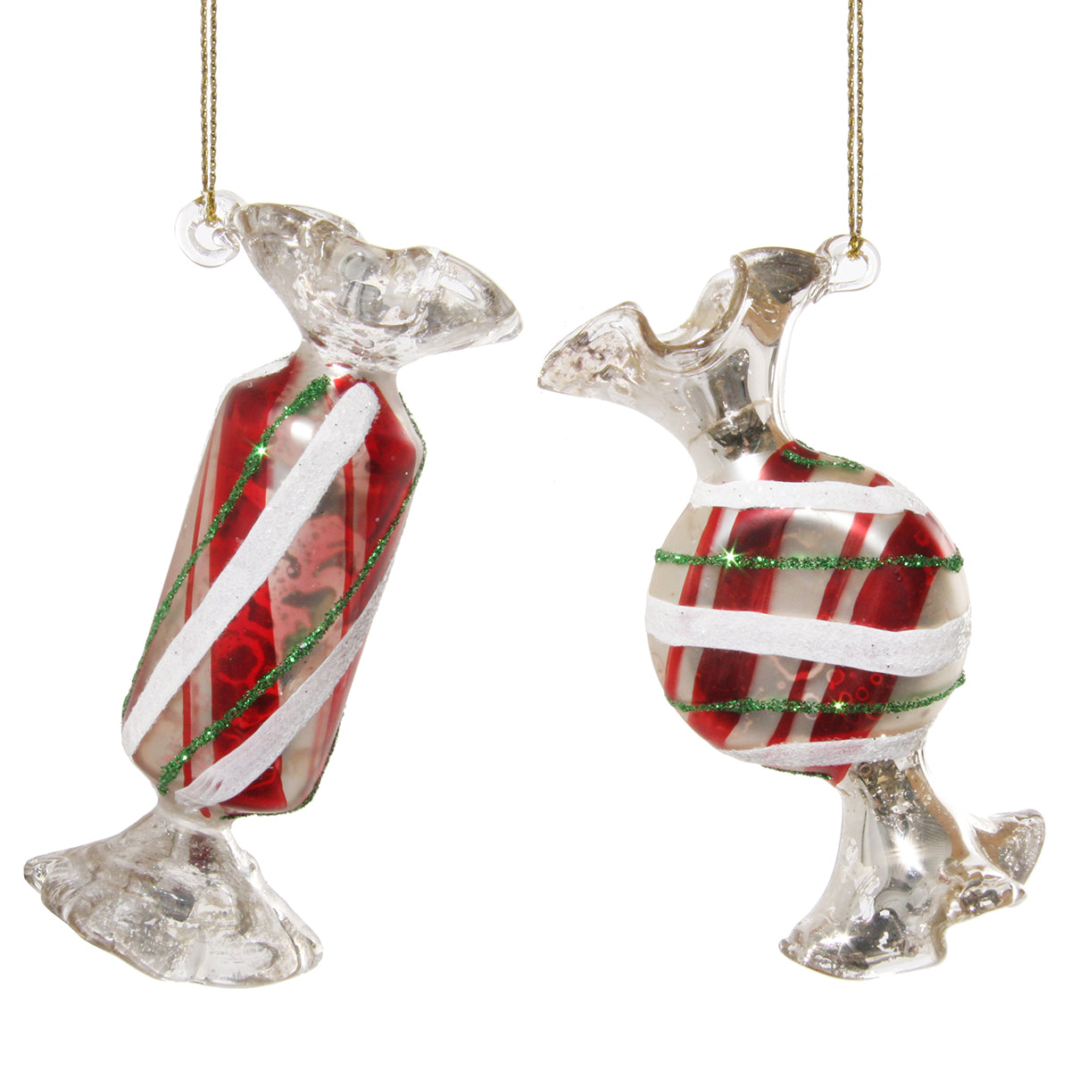 An image of Shishi Glass Candy Assorted Ornaments - Set of 2