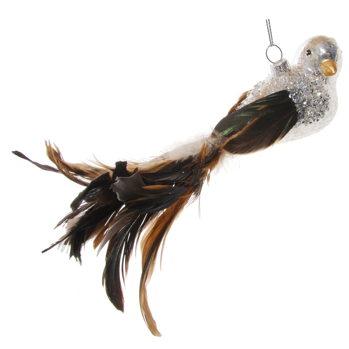 An image of Shishi 8.5" Glass Bird Ornament - Silver