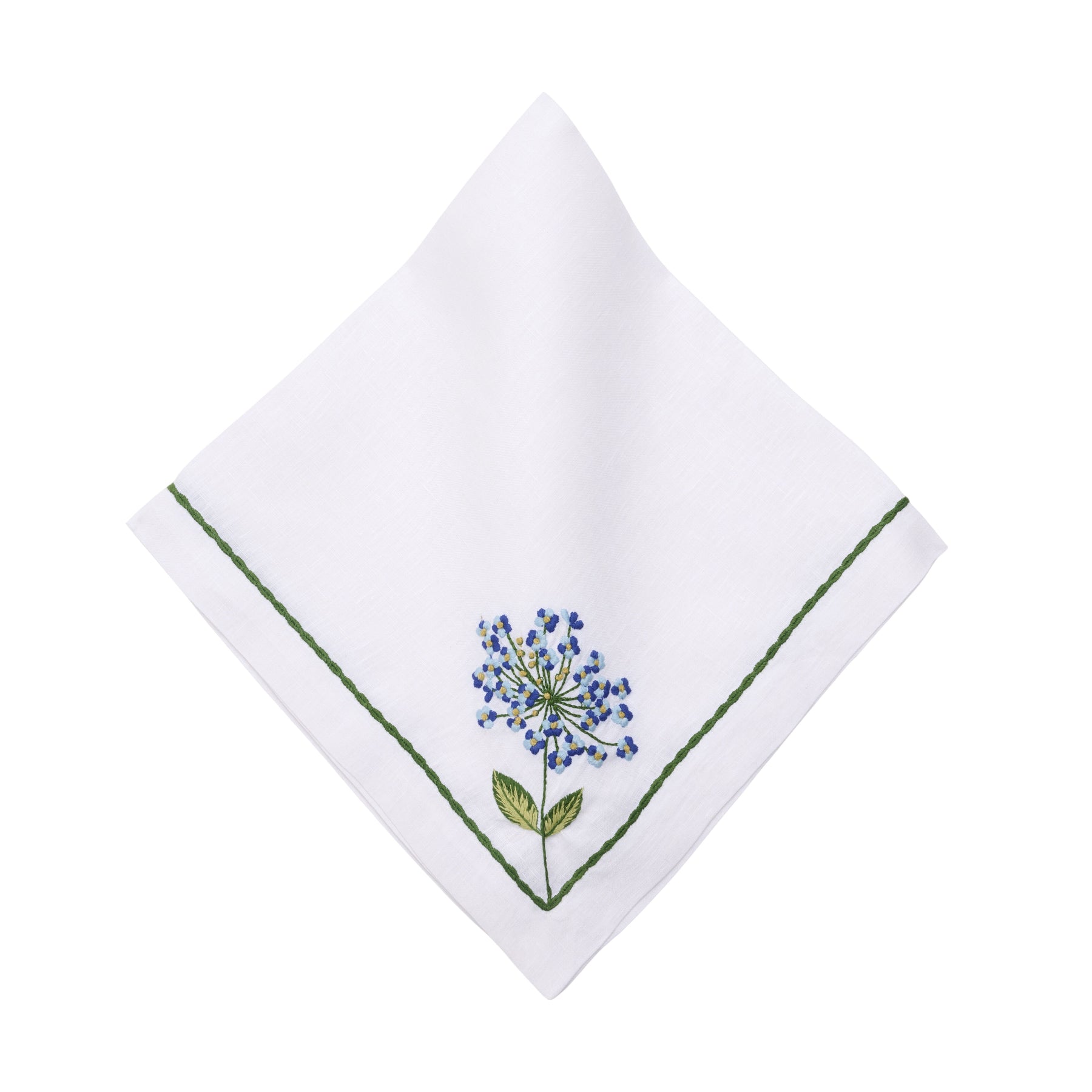 An image of Deborah Rhodes Allium Burst Blue Embroidered Napkin - Set of 4