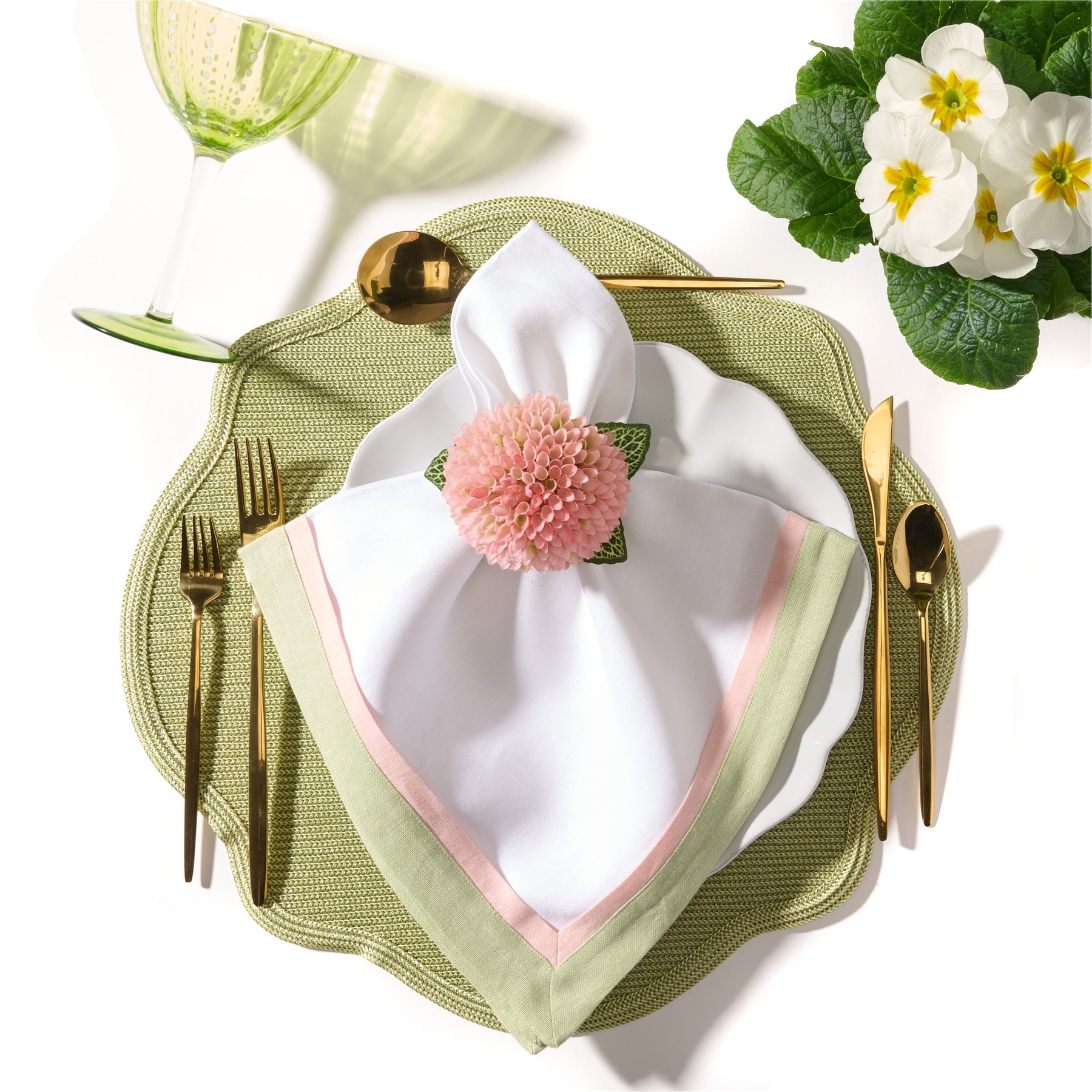 An image of Deborah Rhodes Allium Burst Pink Embroidered Napkin - Set of 4
