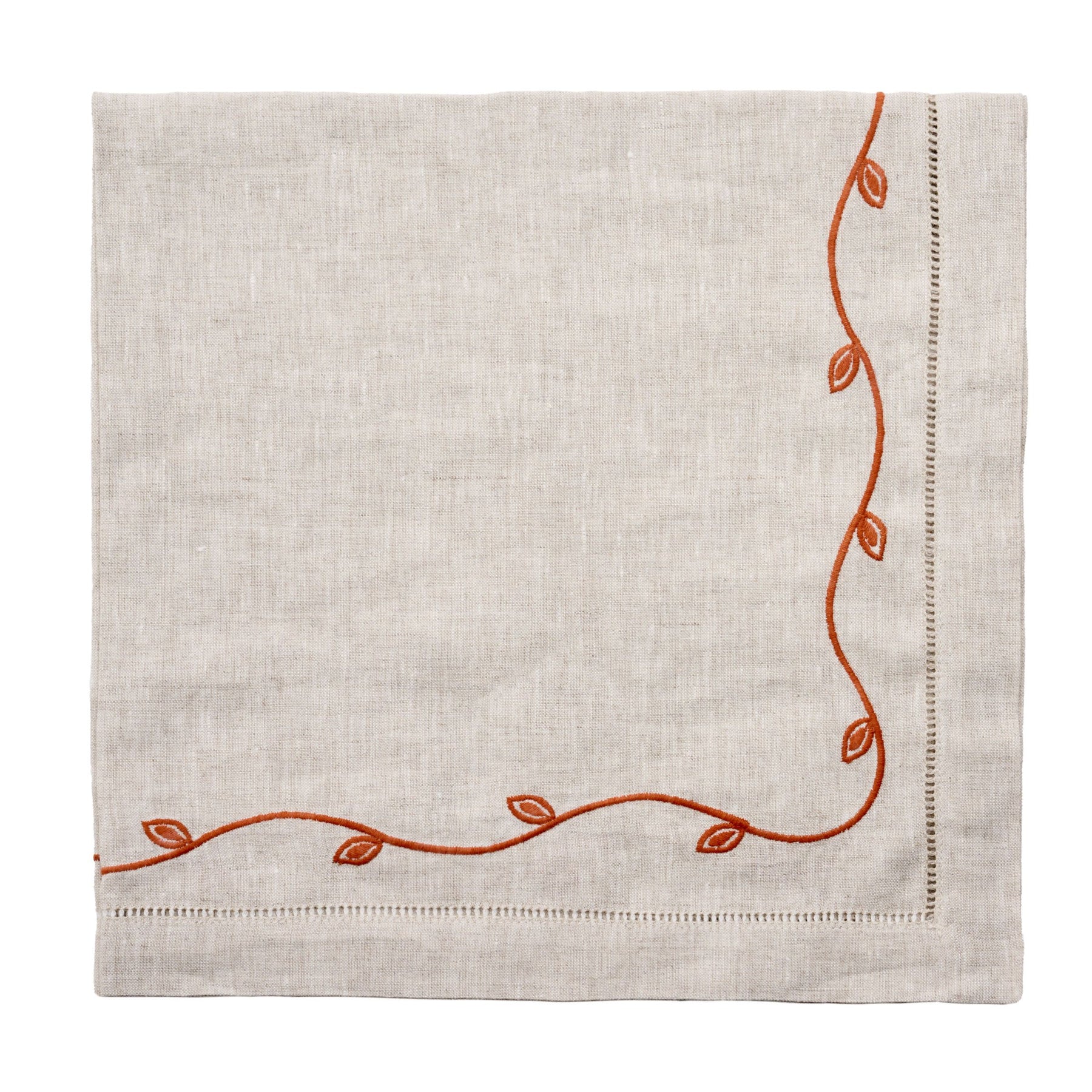 An image of Deborah Rhodes Flax Garden Vine Embroidered Napkin - Set of 4