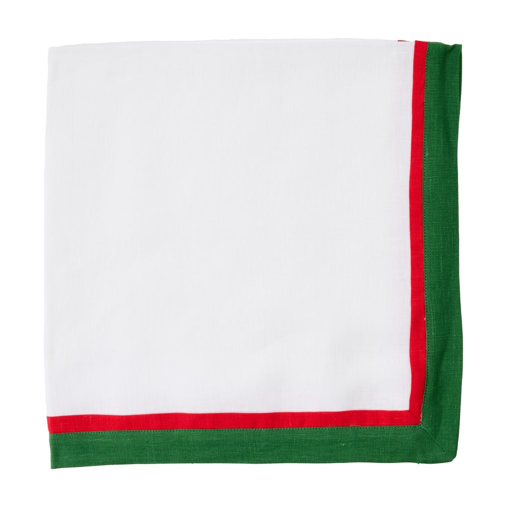 An image of Deborah Rhodes Holiday Tailored Border Napkin - Set of 4