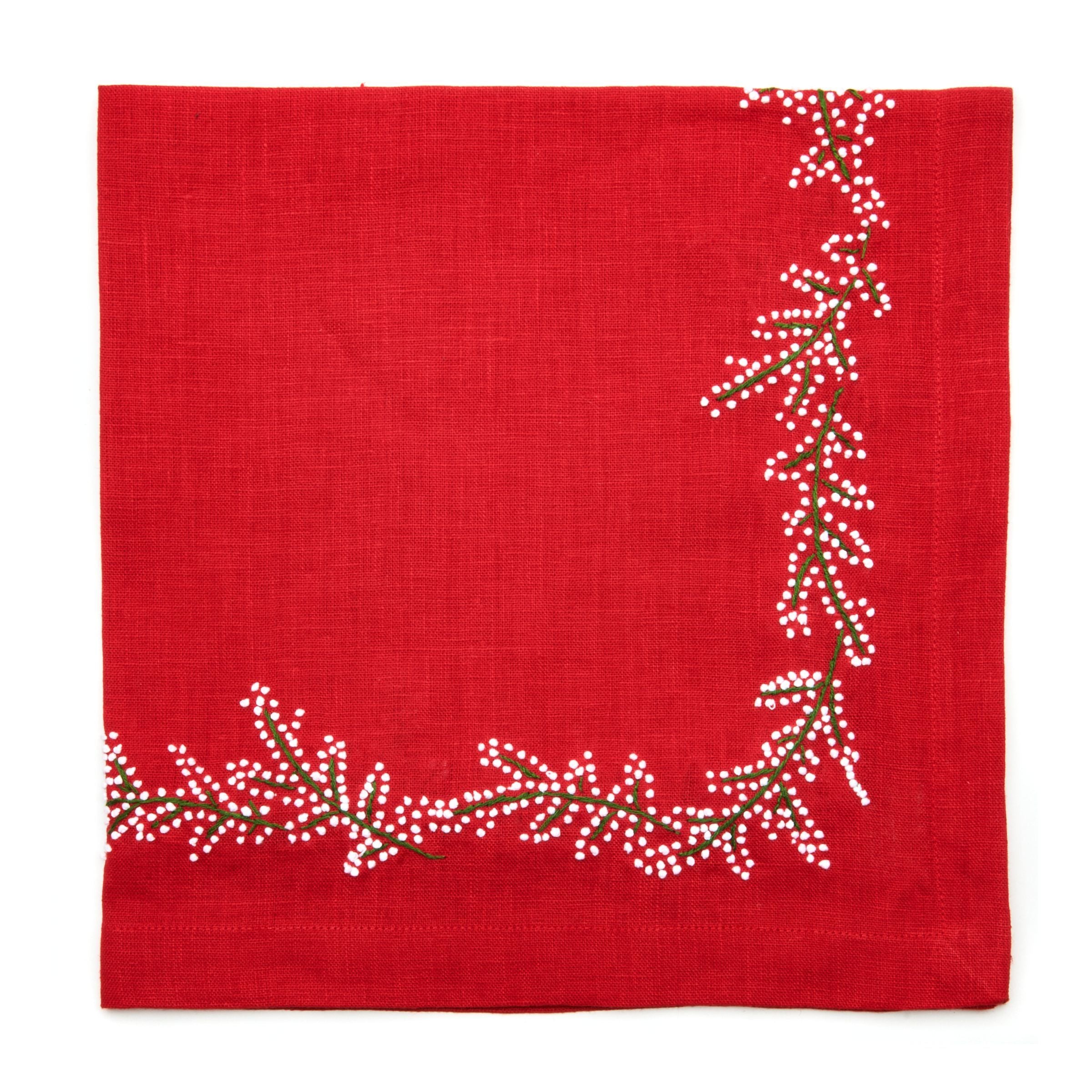 Deborah Rhodes Floral Branch Embroidered Napkin - Set of 4