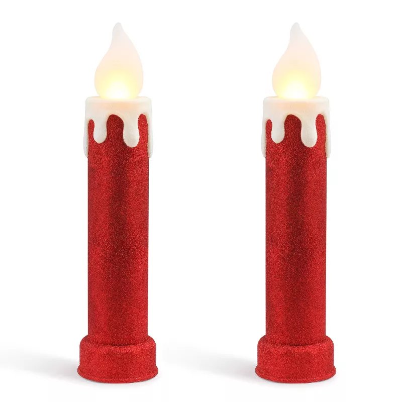 Mr. Christmas Glitter Blow Mold Candle (Set of 2)