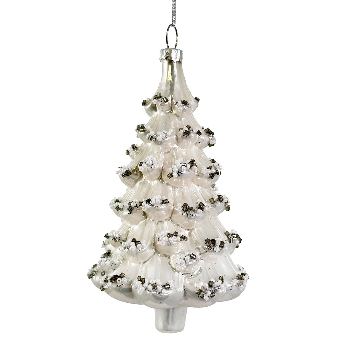 An image of Shishi Pearl White Glass Tree Ornament