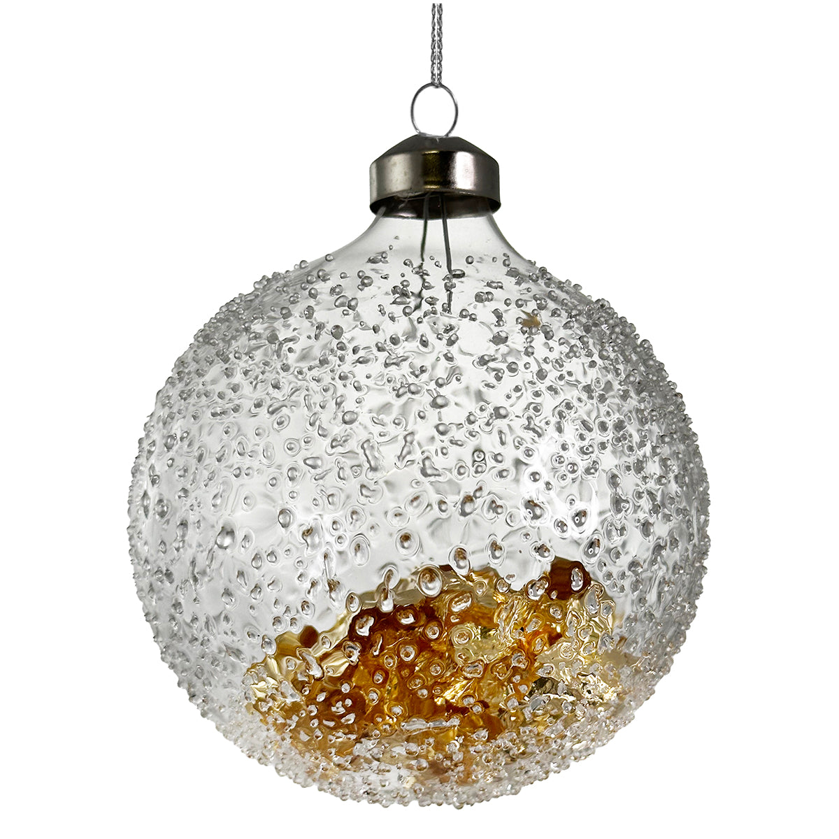 An image of Shishi Iced with Gold Leaf Glass Ball Ornament