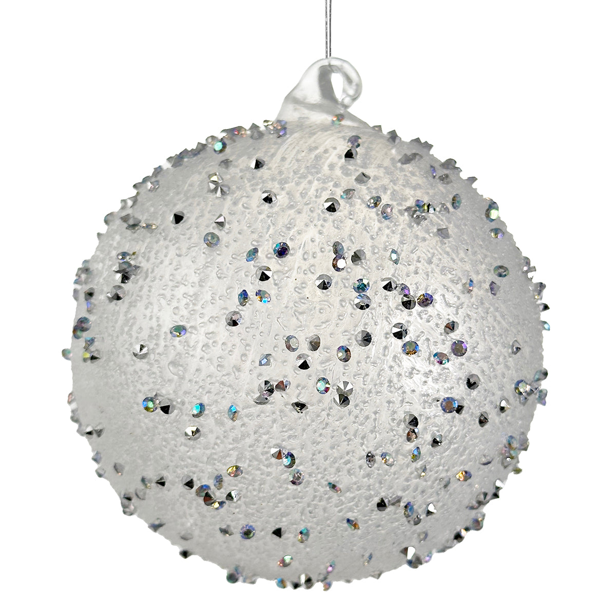 Shishi Iced with Faux Diamonds Glass Ball Ornament