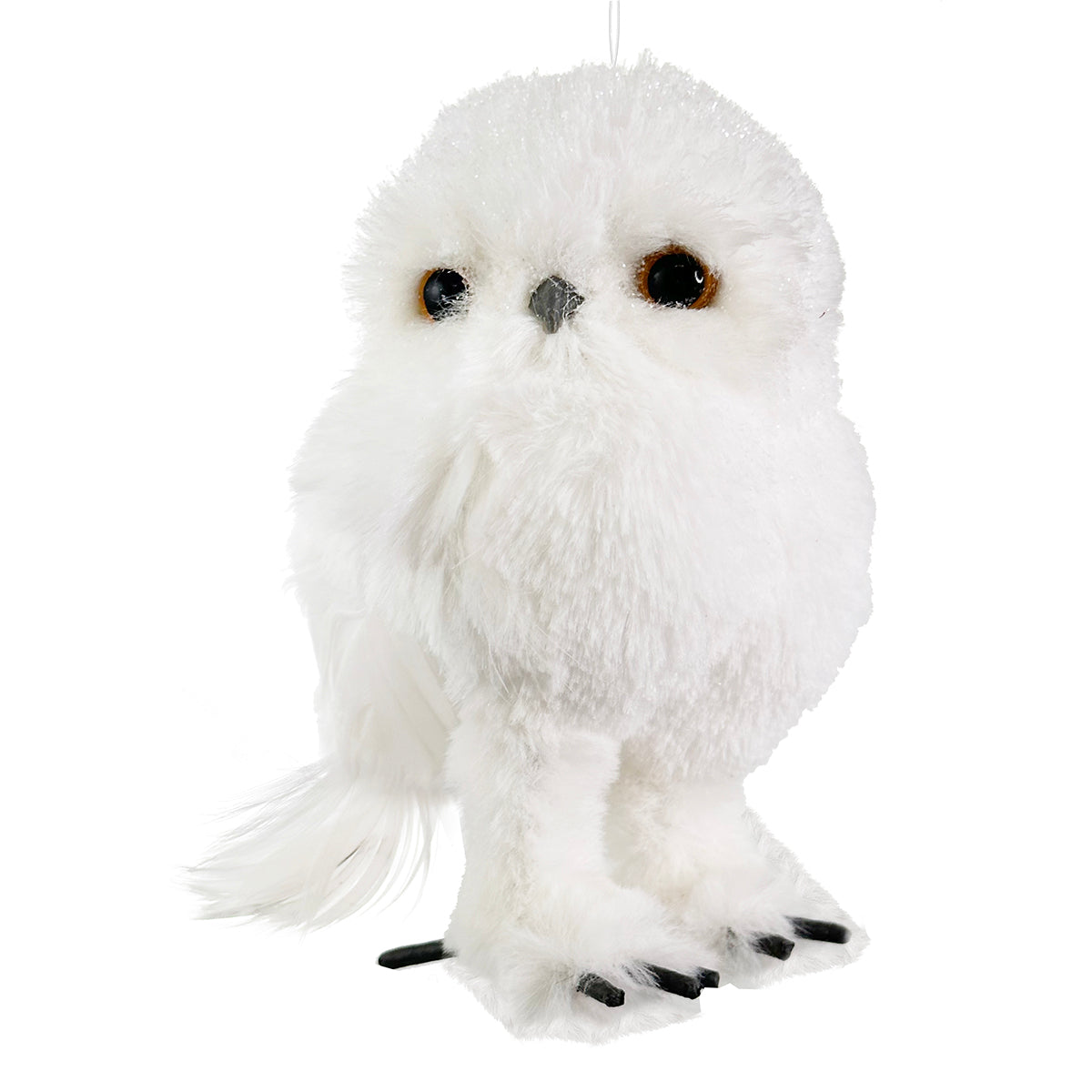 An image of Shishi White Owl Ornament with Feathers