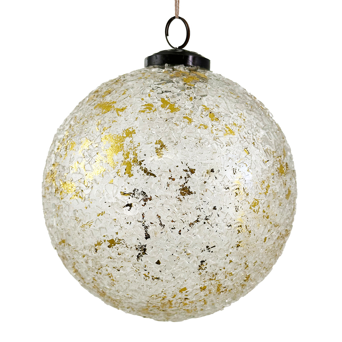 An image of Shishi Glass Ball Ornament clear mosaic with gold leaf