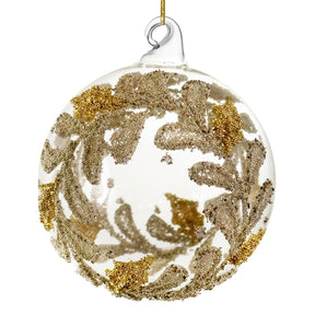 Shishi Glass Ball Ornament clear gold / silver beaded wreath deco