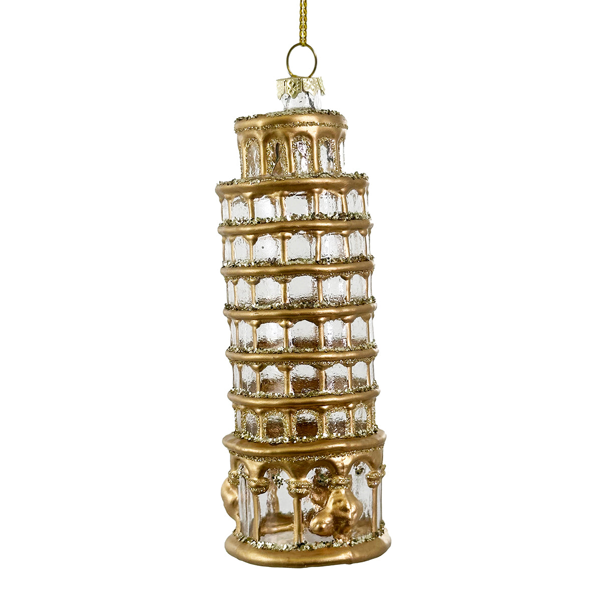 An image of Shishi Glass Pisa Tower Ornament- Clear Gold