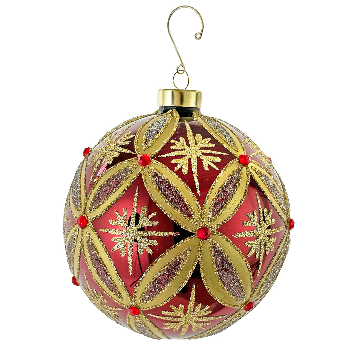 An image of Shishi Glass Ball Ornament shiny burgundy gold deco