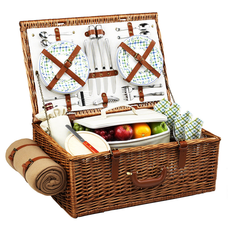 Picnic at Ascot Dorset Picnic Basket for Four with Blanket