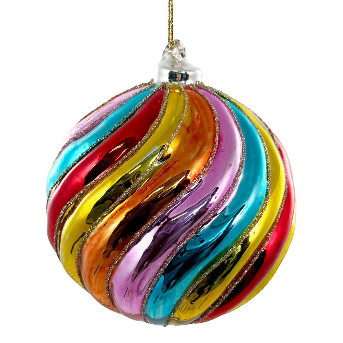 An image of Shishi Multicolor Swirl Glass Ornament