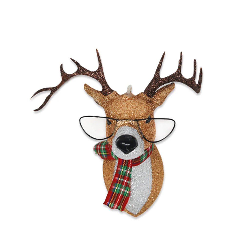 An image of Kat & Annie Glittered Reindeer with Glasses Ornament