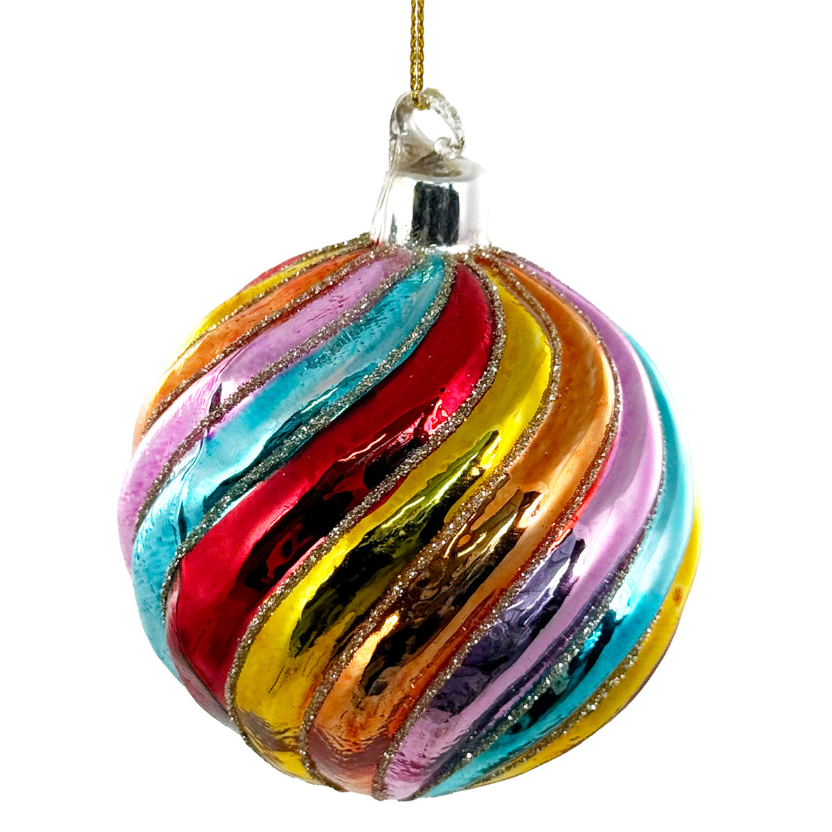 An image of Shishi Multicolor Swirl Glass Ornament