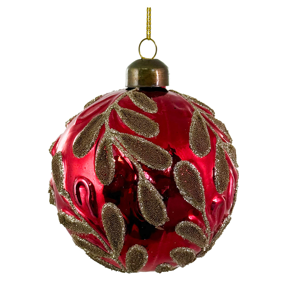 Shishi Glass Ornament Beaded Leaves