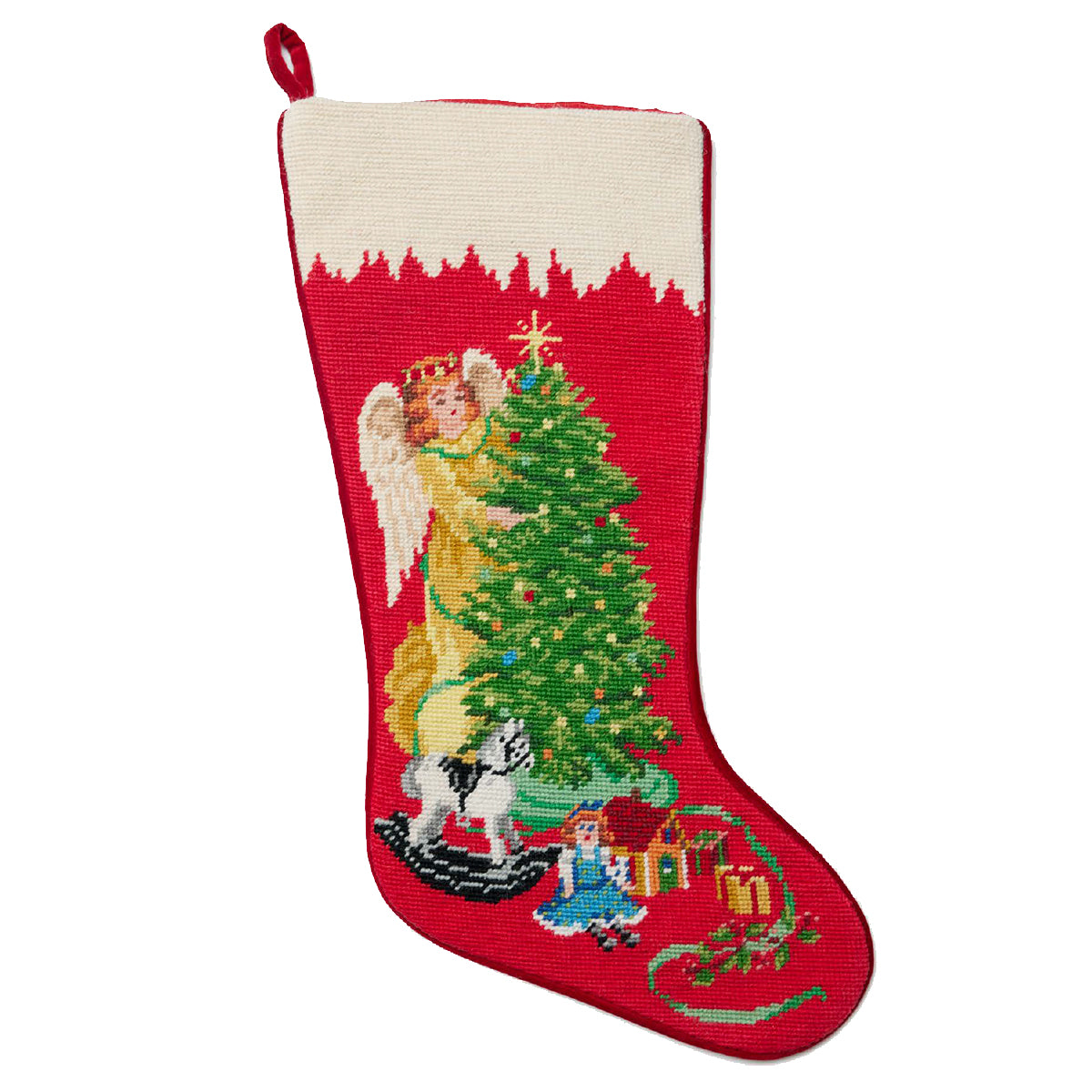 Arcadia Home White with Sequins Velvet Stocking