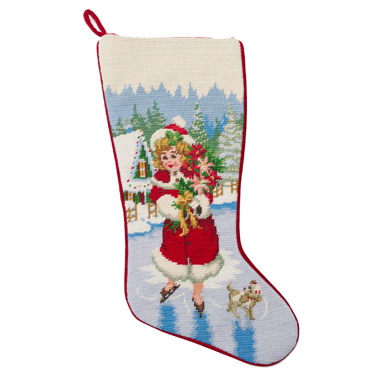 An image of Sferra Iceskater Needlepoint Stocking