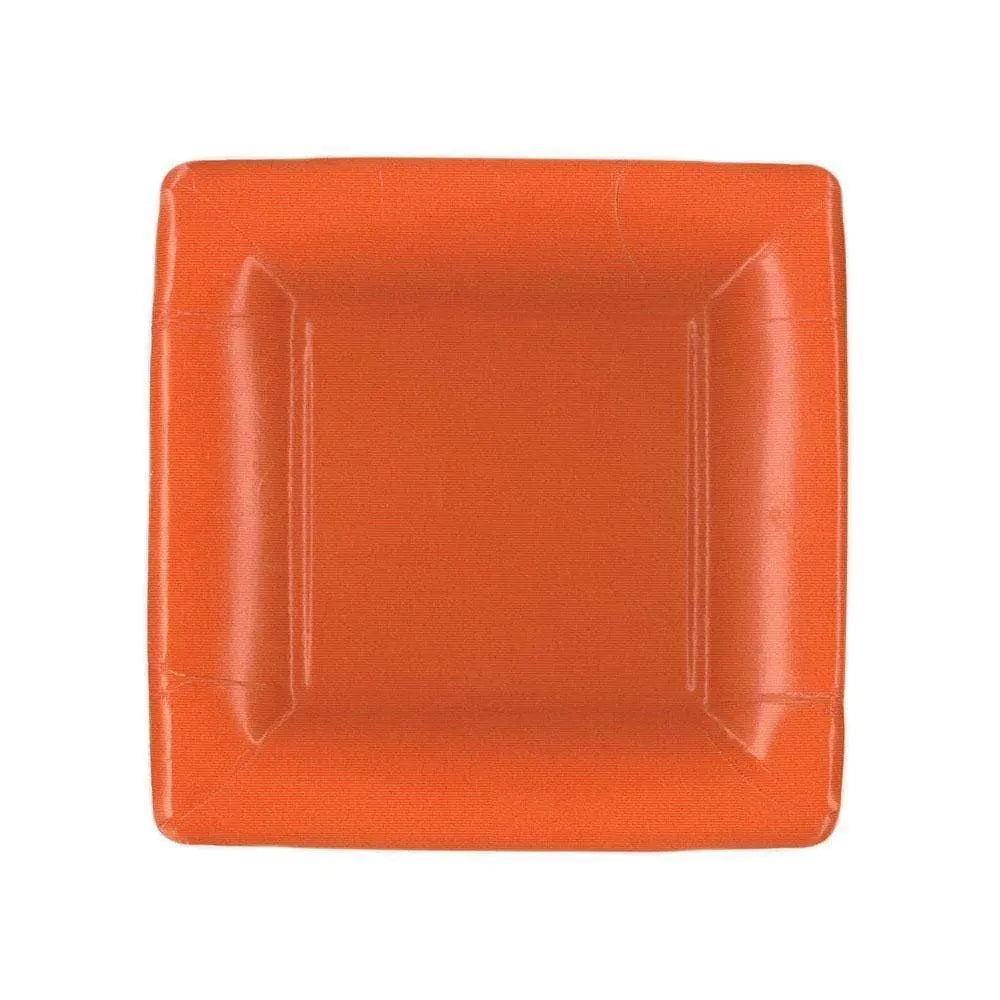 Caspari Grosgrain Border Square Salad Plate in Orange