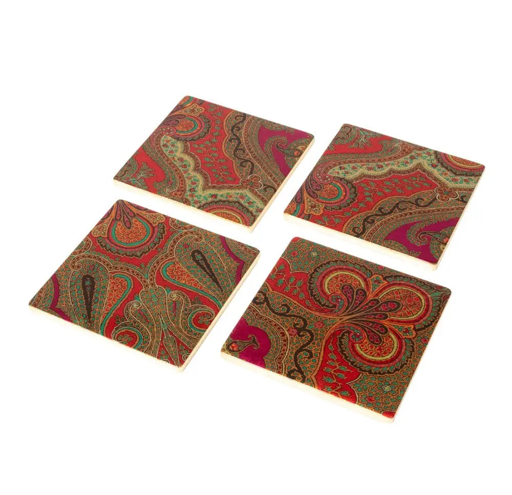 Caspari Jaipur Fuchsia Lacquer Coaster set Set of 4