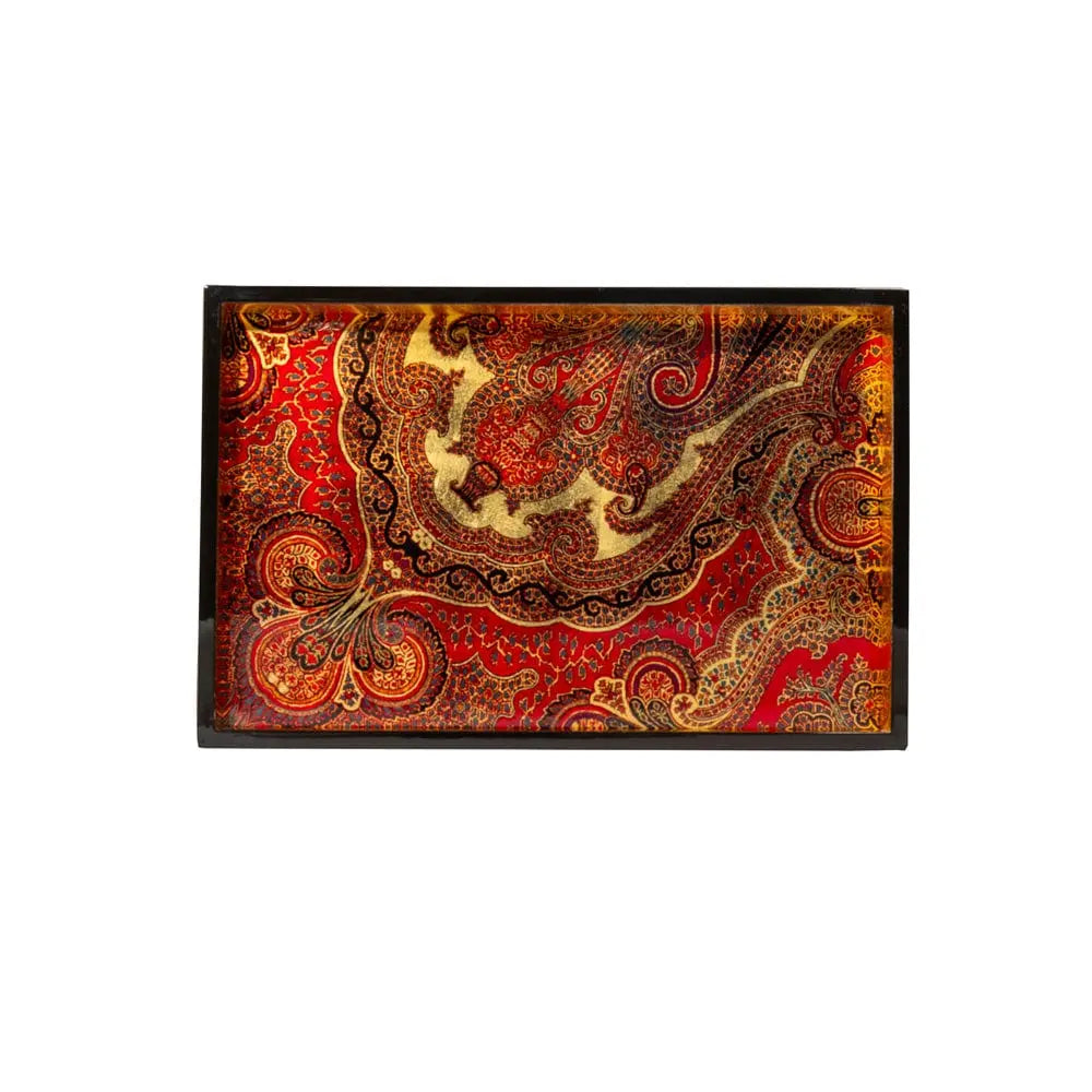 An image of Caspari Jaipur Lacquer Rectangular Tray