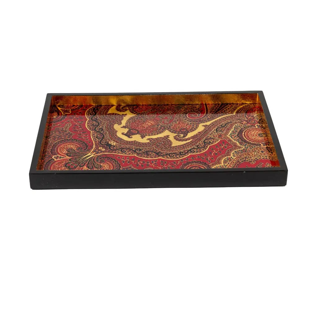 An image of Caspari Jaipur Lacquer Rectangular Tray