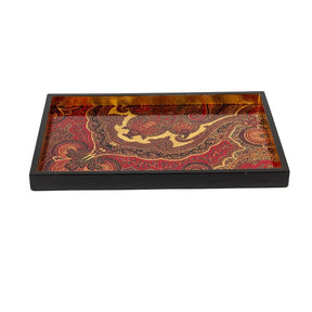 Caspari Jaipur Crimson Lacquer Small Rectangular Tray