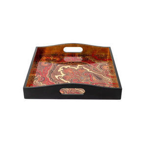 Caspari Jaipur Lacquer Square Tray in Crimson