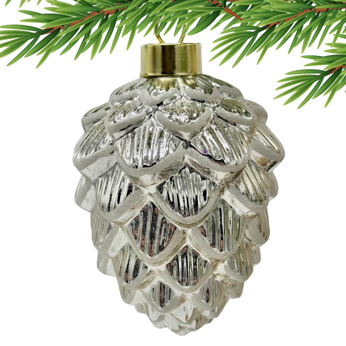 Whitehurst Main Street Merriments Silver Pinecones - Set of 4